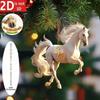 2D Acrylic Horse Car Rearview Mirror Pendant Charm Christmas Tree Ornament Party New Year Hanging Decoration