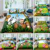 Cartoon Animals Duvet Cover Set King Size Savannah Tropical Forest Jungle Wildlife Bedding Set Kids Zoo Polyester Quilt Cover