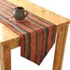 Japanese-style Table Runner, Cotton and Linen, Red, 30*180cm, Modern Multicolor Stripes, Asian Floral Print with Tassels, Bed Runner, Classic and Styl