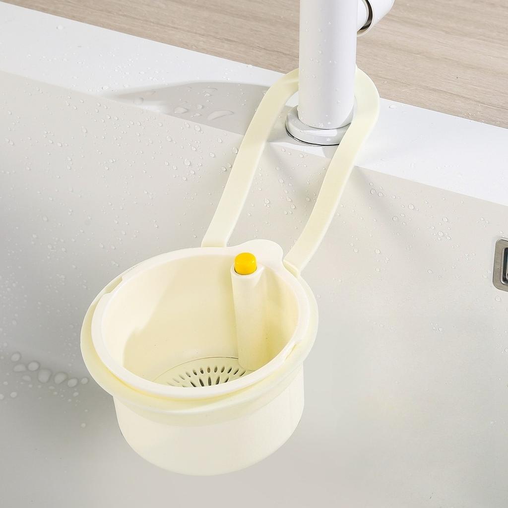 Корзина-фильтр для раковины 2-в-1 с рычагом для открывания нажатием, регулируемым крючком для крана, фильтрующей сеткой, устойчивой к засорам, прочная кухонная корзина для слива, инструмент для предотвращения засоров