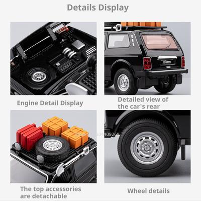 1:Масштаб 24 Модель автомобиля ЛАДА НИВА 2106 Игрушка Звук Свет Вращение колес Ретро Автомобили Модели высокой симуляции Металлические литые под давлением Украшения