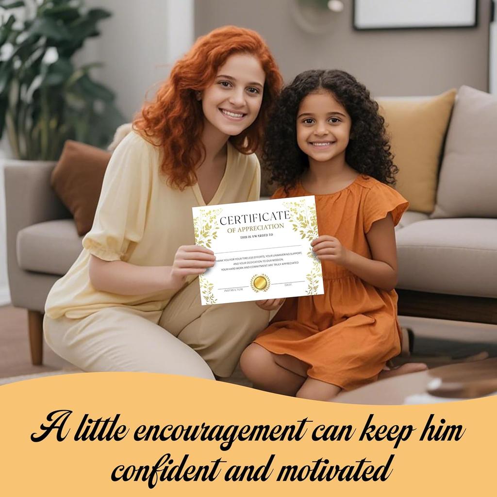 Certificate of Appreciation -25pcs, Certificates of Recognition, Thank You Gifts Certificates for Employees, Staff, Teachers, Volunteers, 8×10 Inch