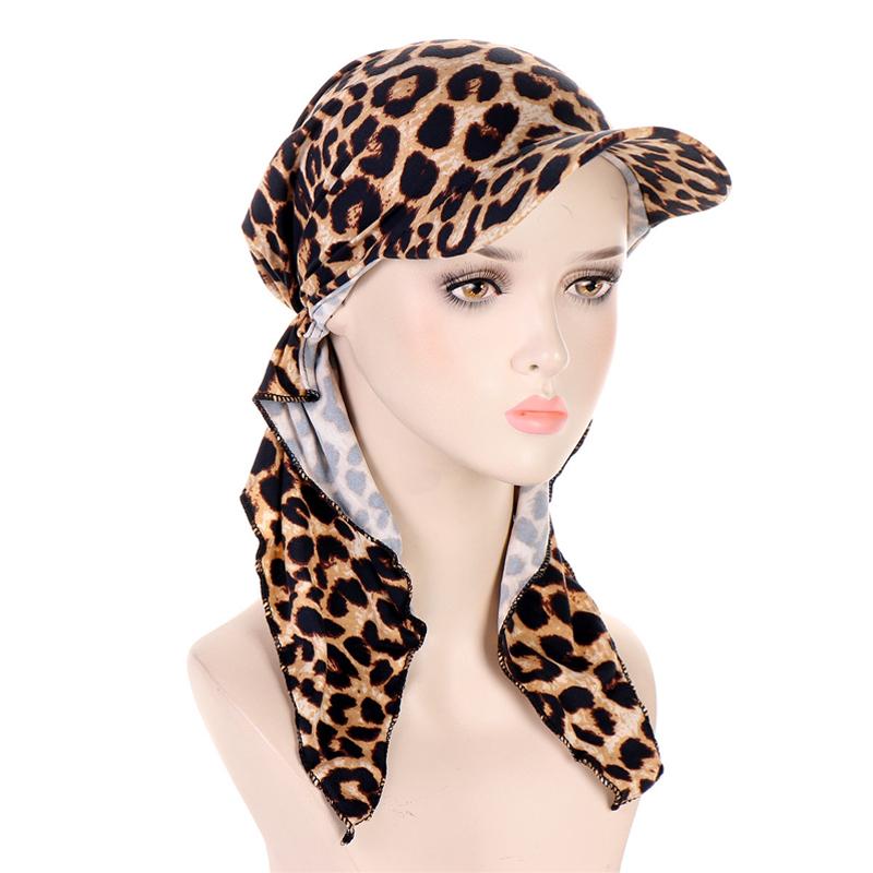 Muslim Women Printed Pre-tied Headscarf Elastic Female Turban Cancer Chemo Hat Hair Loss Cover Head Wrap Headwear Stretch Bandan