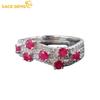 925 Sterling Silver 2.5MM Natural Ruby Gemstone Rings for Women Engagement Cocktail Party Fine Jewelry Gift