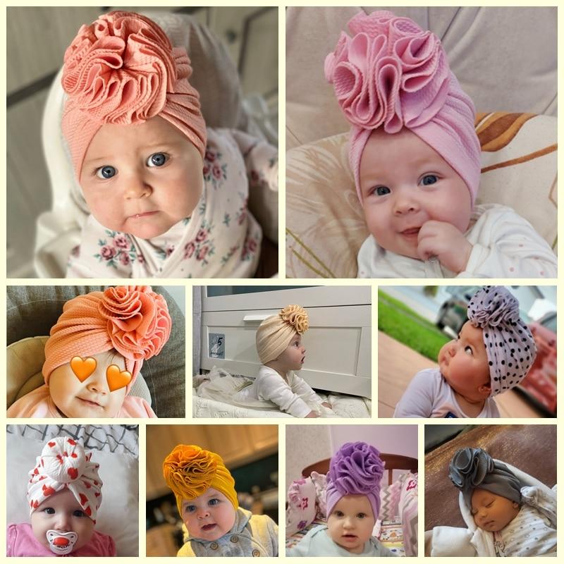 Милая детская шапка с цветочным узором, мягкая шапка для маленьких девочек, тюрбан, весенняя шапка для новорожденных, шапка для новорожденных, повязки на голову, детская шапка, шапочки