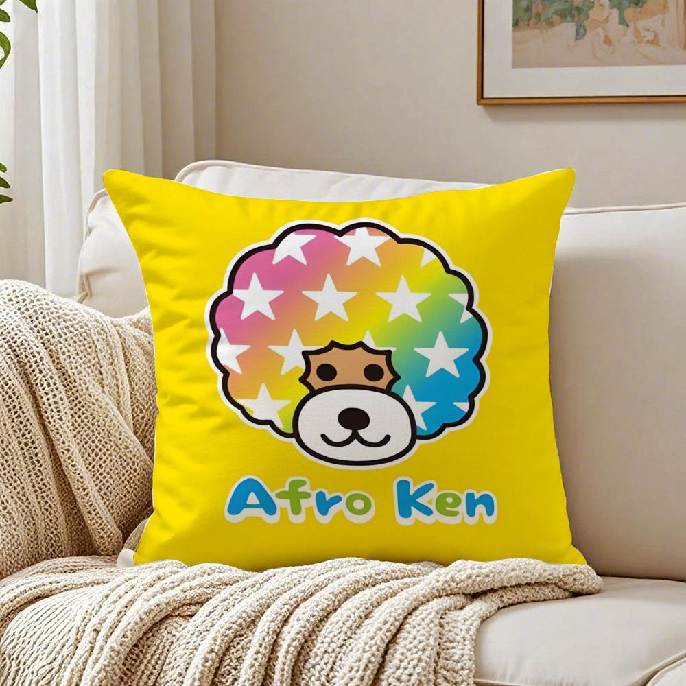 Cute Funny Japan AAfro KKen Cushion Cover Linen Pillowcase Soft  for Sofa Bed Home Room Decor
