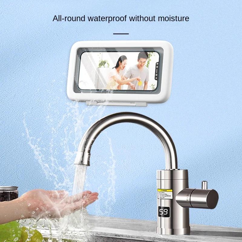 Водонепроницаемый держатель телефона для душа с поворотом на 480 °, регулируемым углом, настенный держатель телефона для ванной комнаты и кухни до 6,8 дюйма