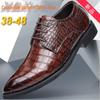 2024 Мужские кожаные туфли с крокодиловым узором — деловые, формальные и повседневные, в британско-корейском стиле, с острым носком, доступны большие размеры