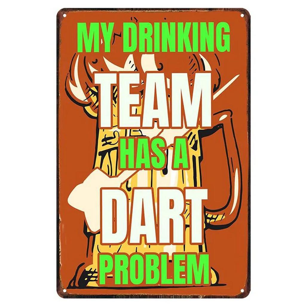 Metal Tin Signs No Beer No Darts Wall Decoration Plaque Vintage Poster Iron Painting for Man Cave Home Cafe Game Room Club Bar