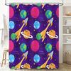 Cosmic Shower Curtain Space Traveler Bath Decor with Rocket Rockets Planets Purple 3D Printing Waterproof Polyester Fabric for B
