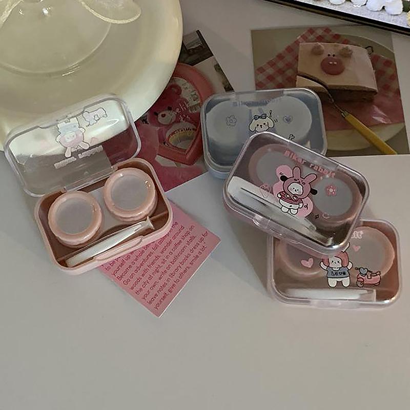 Милый мультяшный футляр для контактных линз, портативный мини-бокс для контактных линз для девочек, красивый контейнер для хранения зрачков, дорожный набор