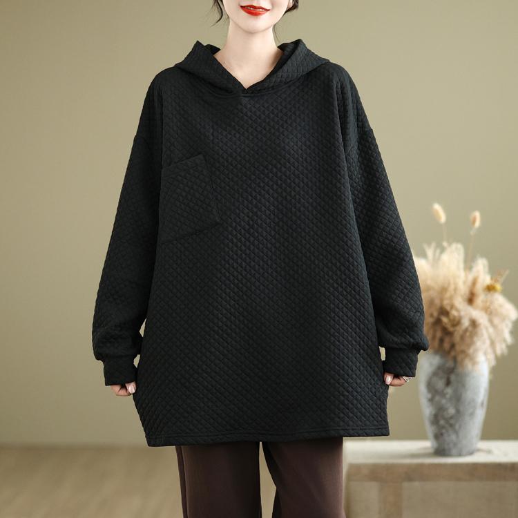 DIMANAF 2024 Autumn Vintage Pullovers Tops Women Plaid Clothing Hoodies Sweatshirts Oversize Loose Casual