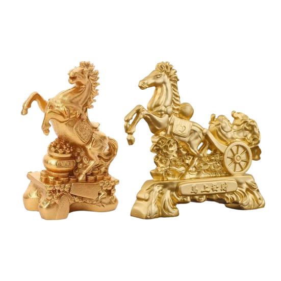 Лошадь Орнамент Золотая Отделка Универсальная Фигурка Лошади Символ Силы Успеха Зодиак Полимерная Статуэтка Дом