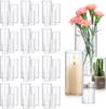 48 Pack Glass Cylinder Vases 4,6,8,10 Inch Tall Clear Flower Vase Hurricane Floating Candle Holder for Table Centerpiece Wedding
