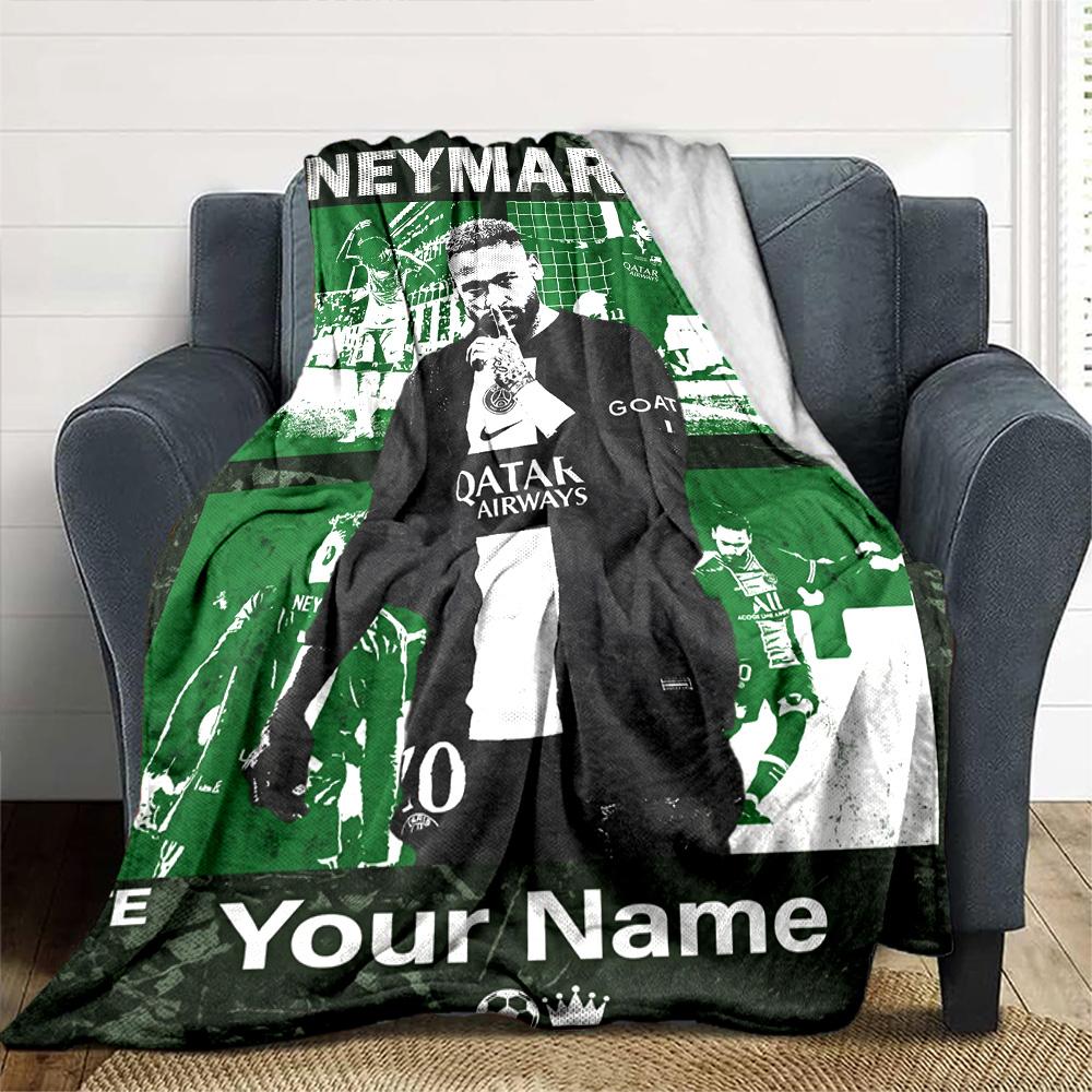 Neymar Energy Poster Customize Your Name Blanket Multi-purpose Customizable Blanket Soft & Cozy Versatile for Livingroom Home Decor Living Room Picnic