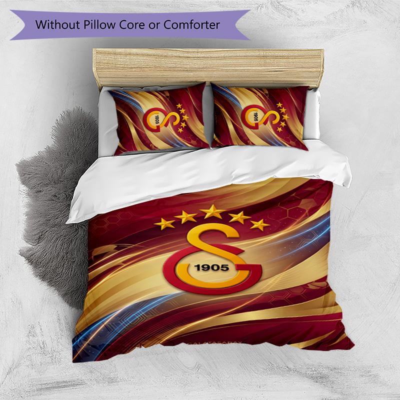 Galatasaray FC Printed 3PCS Bedding Set Breathable Duvet Cover with Pillowcases Decorative Bed Linen for Bedroom Home