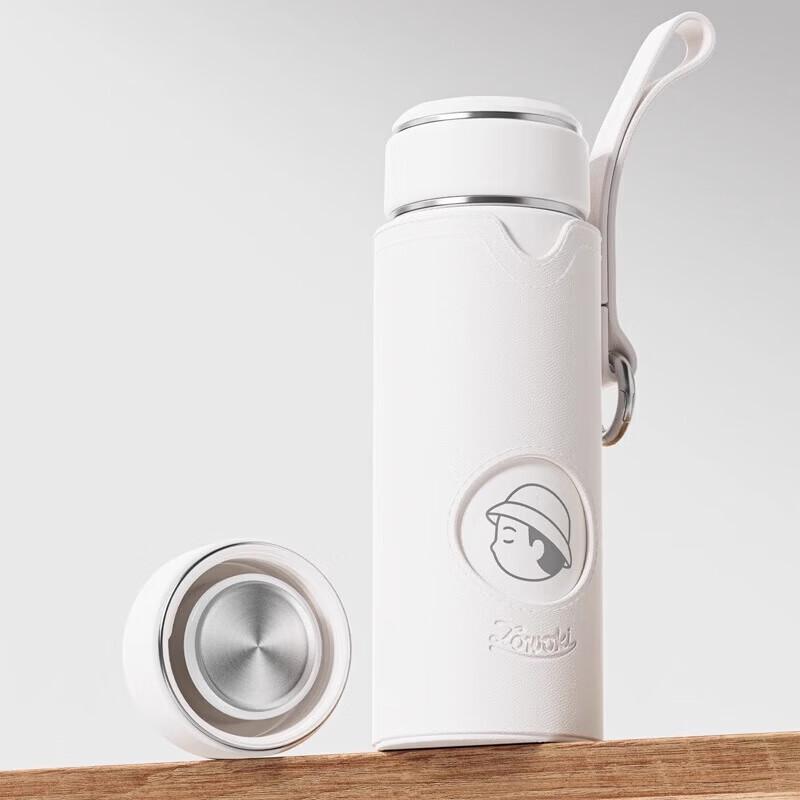 ZaoWuJi L33-480 Термокружка из нержавеющей стали с коричневым кожаным чехлом