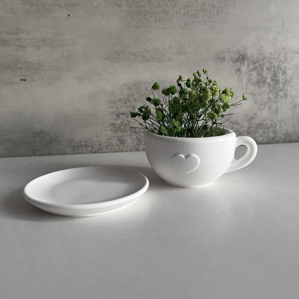 3D Love Tea Cups Silicone Mold DIY Crafts Gypsum Cement Mold Durable Candle Cup Molds Party Favors