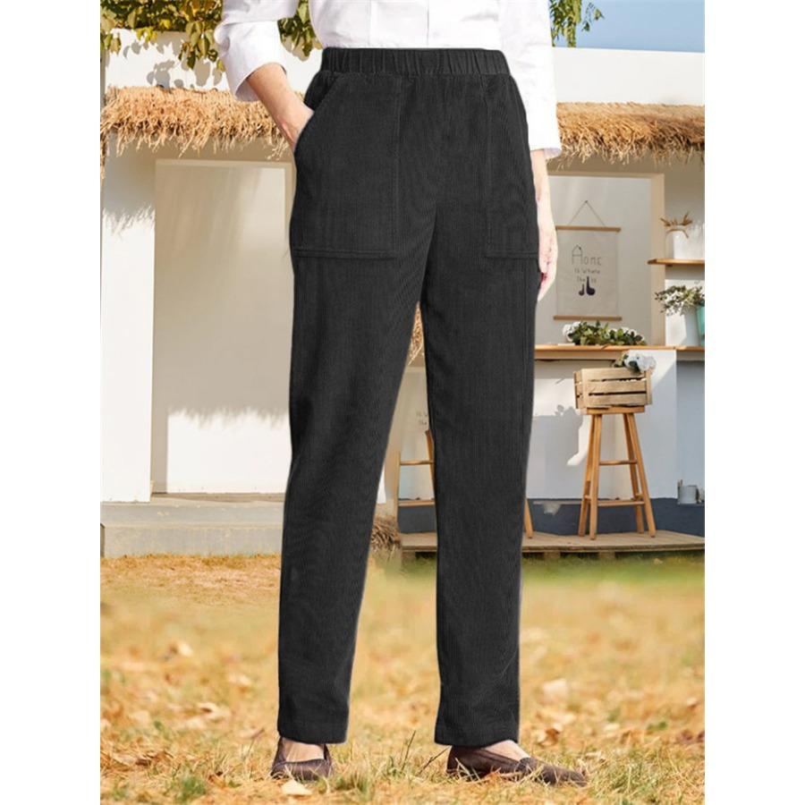 GMXIA Женские однотонные повседневные брюки прямого покроя с эластичной резинкой на талии для женщин