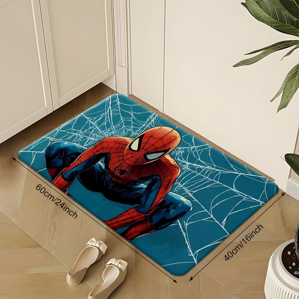 1pc of Polyester Doormats Featuring Spider-Man 2D FLAT Design, Suitable for Outdoor Use, Living Room, Bedroom Carpet, Kitchen
