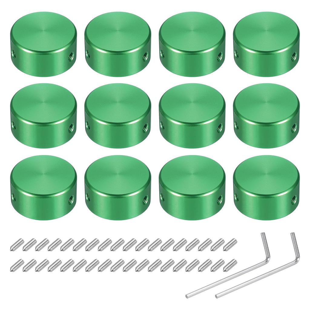 Uxcell 12pcs Foot Switch Toppers Guitar Pedal Button Caps Metal Foot Switch Top Covers Inch for Guitar Effect Pedal Green 3/8 Buttons,