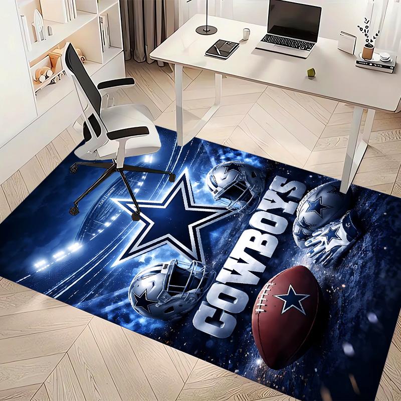 Dallas Cowboys Print Area Rug - Soft, Washable Non-Slip Indoor Mat for Office Chairs, Living Room, Home Office Decorative Rug