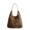 Leopard Print Plush Tote - Women's Versatile Large-Capacity Autumn/Winter Shoulder Bag