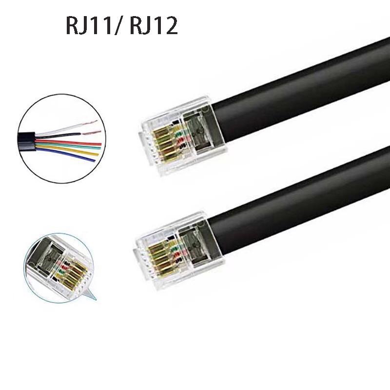 6P6C Telephone Cable Pure Copper 6 Core 6P6C RJ11 RJ12 for Telephone Audio Signal Cord Automotive Amplifier Wire Extension Cable