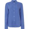 Polo Solid Color Pony Embroidered Single-Breasted Polo Collar Loose Long Sleeve Shirt Women Shirts Blue 211732637-001