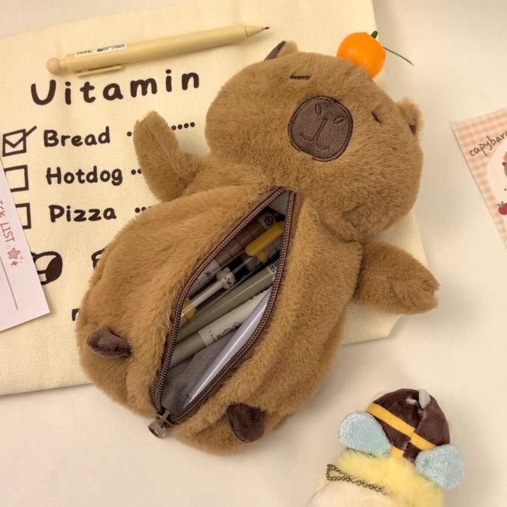 Животное Кукла Мультяшная Капибара Плюшевая Кукла Молния Капибара Плюшевый Пенал Сумка Студент