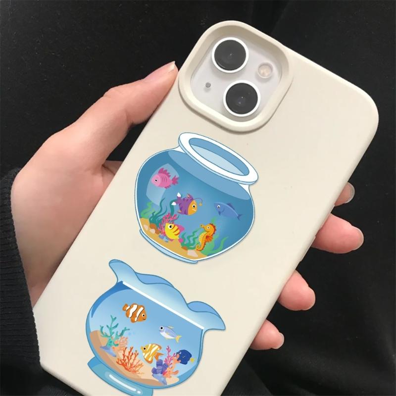 Cartoon Fish Tank Sticker Miniature Scene Sticker for Water Bottle Scrapbooking Journal Phone Case Laptop Nursery Wall