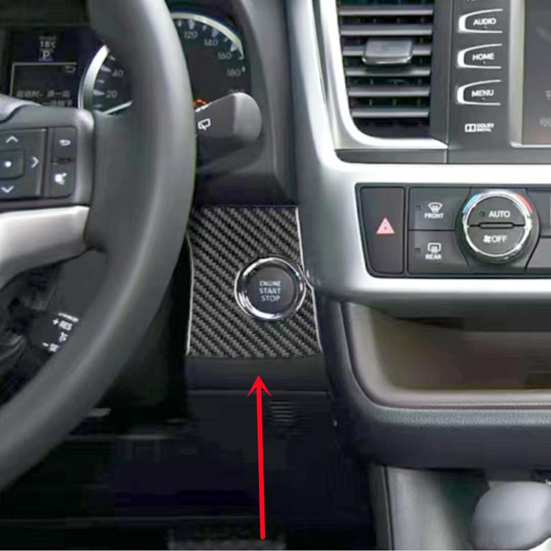 Углеродное волокно, кнопка запуска автомобиля, крышка рулевого колеса, накладки, наклейки для Toyota Highlander, автомобильный Стайлинг, интерьер