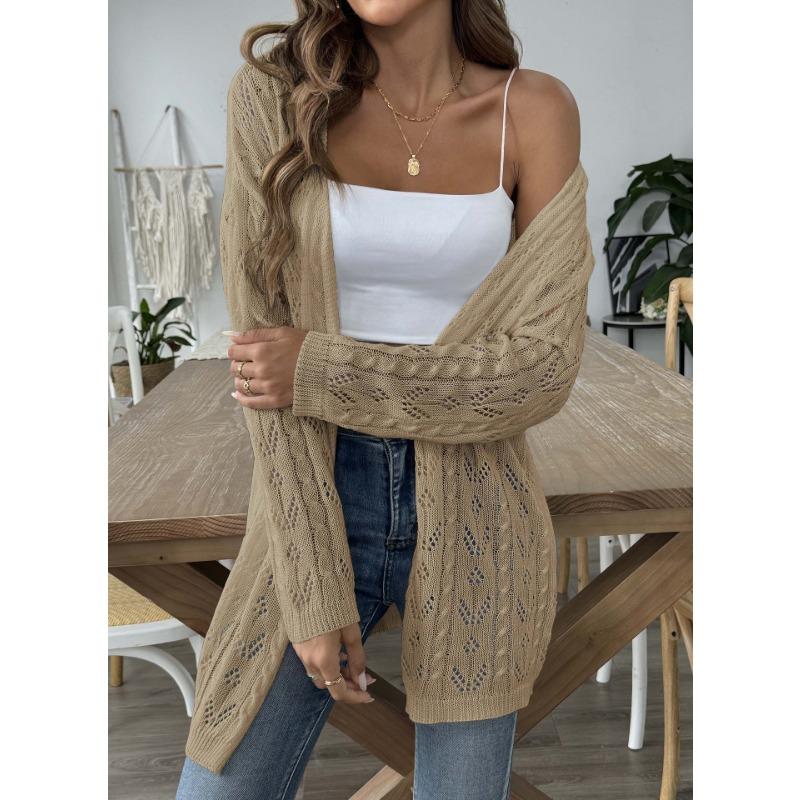 Женское осенне-зимнее повседневное пальто-свитер без пуговиц