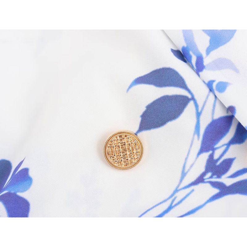 Kaslead New Arrival Women's Clothing Fashion Style Fashion Minimalist Print Gold Double Breasted Lace-up Long Sleeve Dress