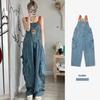 Spring and Autumn Women's Embroidered Spicy Ink Denim Strap Jumpsuits Large Loose and Slim Retro One Piece Pants