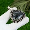 925 Silver Silver Sheen Obsidian Gemstone Birthday Ethnic Bezel Pendant Jewelry