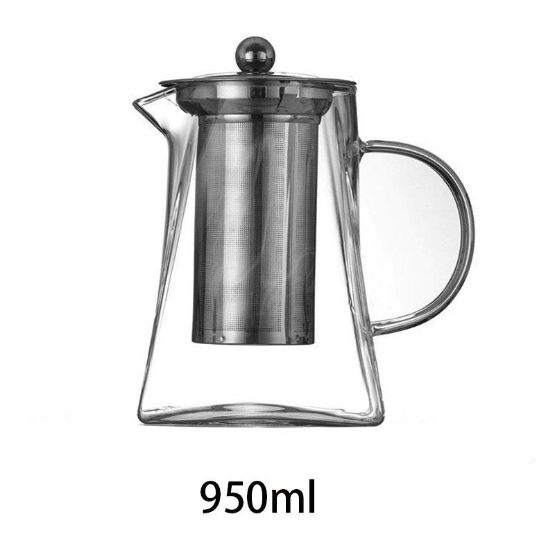 Чайник из боросиликатного стекла объемом 350/550/750/950 мл со съемным заварочным устройством из нержавеющей стали, заварочный чайник для цветущего и листового чая