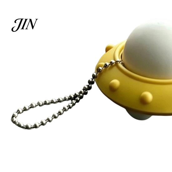 Portable Anxiety Relief 3D Printed UFO Decompression Toy, Creative Flying Saucer Fidget Pendant with Tactile Toy Metal Bead Chain for Stress