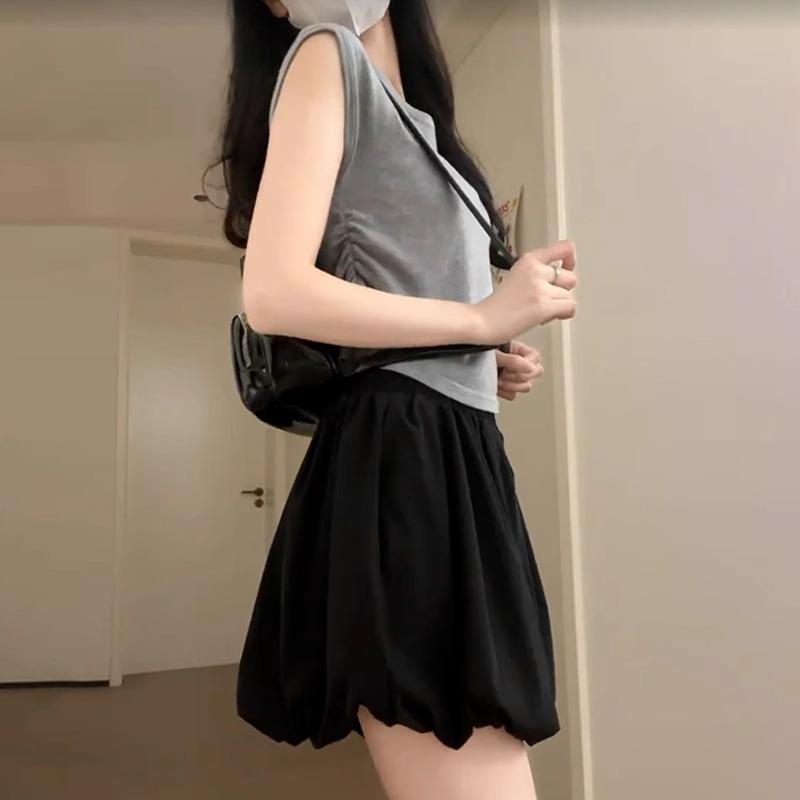 Повседневные шорты-блумеры женские летние новые с высокой талией и подвеской