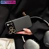 Чехол-книжка Stripe Luggage с большим окном для телефона для iPhone Air 17 16 15 14 13 12 Pro Max, Защита стеклянной линзы, Гофрированный чехол конфетного цвета