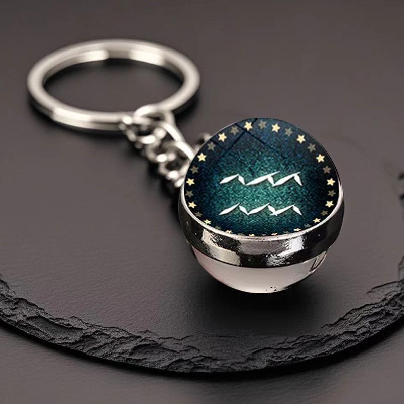 Spherical Luminous Crystal Zodiac Keychain - Virgo & Leo