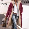 Women Winter Splicing Long Coat Hooded Long Sleeve Fleece Lining Outwear Zipper Placket Pockets Double Sided Wear Long Down Jacket