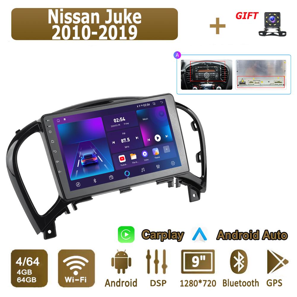 Android Carplay автомобильное радио для Nissan Juke 2010-2019 мультимедийный проигрыватель головное устройство стерео GPS навигация BT WIFI 4+64 ГБ