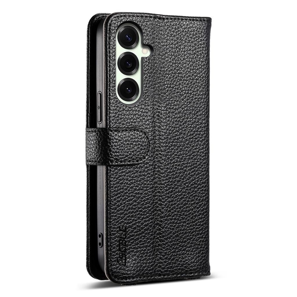 ESEBLE E11 For Samsung Galaxy S24 Case Zipper Pocket Litchi Texture Leather Phone Cover with Mirror and Wrist Strap