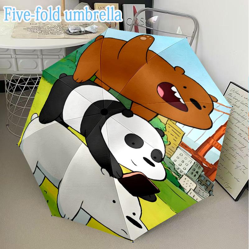 Nightly Friends bears Adventure Mini Umbrella, 5-Fold, Lightweight, Retractable Umbrella Features 8 Ribs, Ideal for Outdoor Use Birthday Gifts