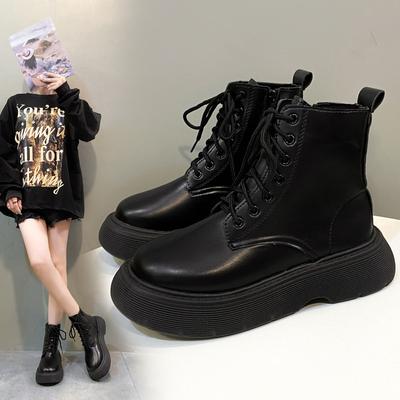 Ботинки Martin с круглым носком женские 2025 новые в иностранном стиле короткие ботинки в британском стиле осенняя женская обувь маленькая на толстой подошве женская верхняя одежда