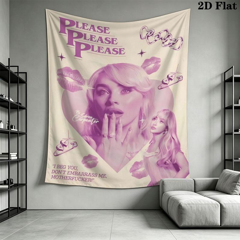 Sabrina Pink Glow Wall Hanging Printed Fabric Blanket Decorative Tapestries for Bedroom Living Room Home Decor