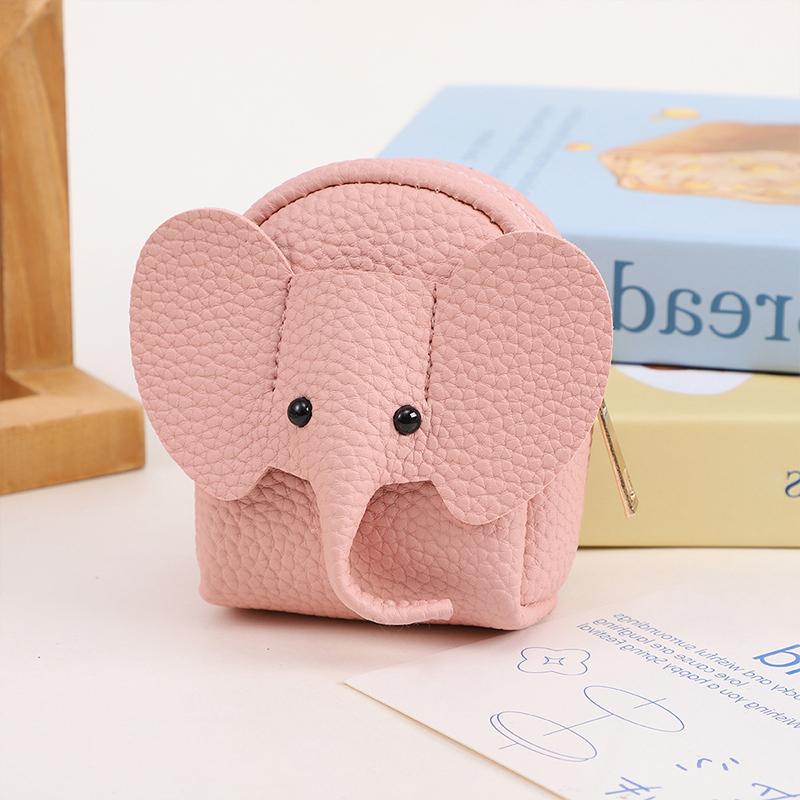 Кожа PU Мини-кошелек для монет в виде слоненка Женская сумка Подвеска Креативный держатель для карт Хранение Помады Конверт Застежка-молния Мешок для денег