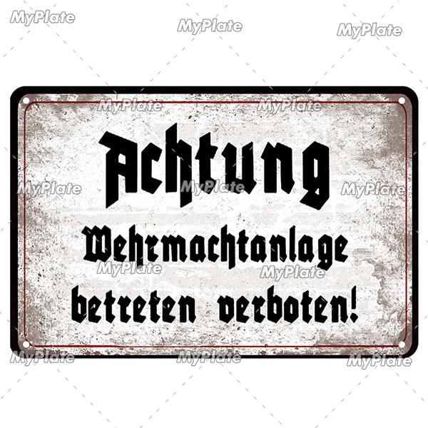 Vintage ACHTUNG HALT War Metal Signs Berlin Tin Sign Plaque Metal Plate Wall Decor For Pub Club Man Cave Plate Bar Decoration