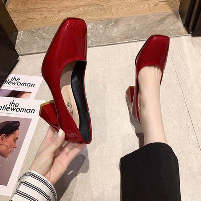 Женские туфли-лодочки на высоком каблуке, весенне-осенние модели, на среднем каблуке, в стиле ретро, с квадратным носком, на толстом каблуке, нежные, фея, из мягкой кожи, туфли для бабушки